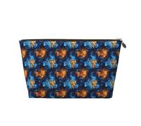 GVYGVY Piccola trousse da viaggio organizer - Cool Flame Lion Head Print Leather Travel Toiletry Bag per donne e uomini, organizer per borsa con cerniera
