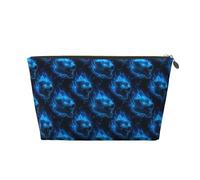 GVYGVY Piccola trousse da viaggio organizer - fulmine testa di lupo blu stampa fiamma fiamma borsa da viaggio in pelle per donne e uomini, organizer per borsa con cerniera