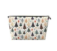 GVYGVY Piccola trousse da viaggio per trucchi, borsa da viaggio in pelle colorata con stampa albero di Natale, borsa da viaggio per donne e uomini, organizer per borsetta con cerniera