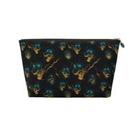 GVYGVY Piccola trousse da viaggio per trucchi, borsa da viaggio in pelle con stampa testa di lupo, borsa da viaggio per donne e uomini, organizer per borsa con cerniera