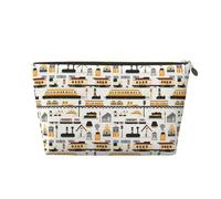 GVYGVY Piccola trousse da viaggio per trucchi, borsa da viaggio in pelle stampata con treno per donne e uomini, organizer per borsa con cerniera