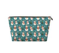 GVYGVY Piccola trousse da viaggio per trucchi, organizer da viaggio in pelle con stampa albero di Natale con pupazzo di neve, borsa da viaggio per donne e uomini, organizer per borsa con cerniera