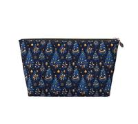 GVYGVY Piccola trousse da viaggio per trucchi, organizer da viaggio in pelle con stampa albero di Natale, per donne e uomini, organizer per borsa con cerniera
