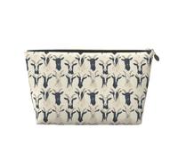 GVYGVY Piccola trousse da viaggio per trucchi, semplice stampa testa di capra, borsa da viaggio in pelle per donne e uomini, organizer per borsa con cerniera