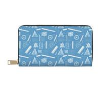 GVYGVY Portafogli sottili in pelle per donne e uomini, blu con stampa di illustrazioni matematiche e porta carte con cerniera