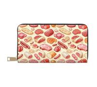 GVYGVY Portafogli sottili in pelle per donne e uomini, con stampa di carne e salsiccia, porta carte con cerniera