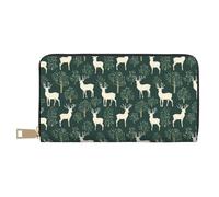 GVYGVY Portafogli sottili in pelle per donne e uomini, con stampa verde di cervi boschi e porta carte con cerniera