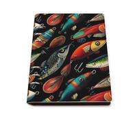 GVYGVY Quaderno a righe per la scuola, con amo da pesce colorato, 1 stampa in pelle PU, formato A5, a righe, per donne e uomini, 90 pagine, con copertina rigida, ricaricabile, per scrivere e lavorare
