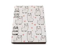 GVYGVY Quaderno a righe per la scuola, con grazioso cuore e alpaca, in pelle PU, formato A5, a righe, per donne e uomini, 90 pagine, con copertina rigida, ricaricabile, per scrivere e lavorare