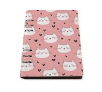 GVYGVY Quaderno a righe per la scuola, con simpatico gatto e cuore, in pelle PU, formato A5, a righe, per donne e uomini, 90 pagine, con copertina rigida, ricaricabile, per scrivere e lavorare