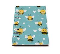 GVYGVY Quaderno a righe per la scuola, con stampa a cuore e ape, in pelle PU, formato A5, a righe, per donne e uomini, 90 pagine, con copertina rigida, ricaricabile, per scrivere e lavorare