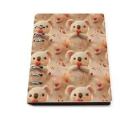 GVYGVY Quaderno a righe per la scuola, con stampa a cuore koala, in pelle PU, formato A5, a righe, per donne e uomini, 90 pagine, con copertina rigida, ricaricabile, per scrivere e lavorare