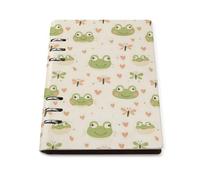 GVYGVY Quaderno a righe per la scuola, con stampa a forma di cuore e rana, in pelle PU, formato A5, a righe, per donne e uomini, 90 pagine, con copertina rigida, ricaricabile, per scrivere e lavorare