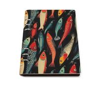 GVYGVY Quaderno a righe per la scuola, con stampa di amo da pesce, in pelle PU, formato A5, a righe, per donne e uomini, 90 pagine, con copertina rigida, ricaricabile, per scrivere e lavorare