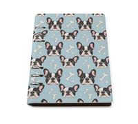 GVYGVY Quaderno a righe per la scuola, con stampa di bulldog francese, in pelle PU, formato A5, a righe, per donne e uomini, 90 pagine, con copertina rigida, ricaricabile, per scrivere e lavorare