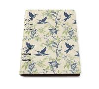 GVYGVY Quaderno a righe per la scuola, con stampa di colibrì e foglie, in pelle PU, formato A5, a righe, per donne e uomini, 90 pagine, con copertina rigida, ricaricabile, per scrivere e lavorare