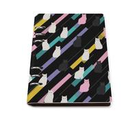 GVYGVY Quaderno a righe per la scuola, con stampa di un gatto arcobaleno, in pelle PU, formato A5, a righe, per donne e uomini, 90 pagine, con copertina rigida, ricaricabile, per scrivere e lavorare