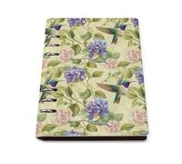 GVYGVY Quaderno a righe per la scuola, con stampa floreale colibrì, in pelle PU, formato A5, a righe, per donne e uomini, 90 pagine, con copertina rigida, ricaricabile, per scrivere e lavorare