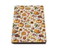 GVYGVY Quaderno a righe per la scuola, per l'autunno, il Ringraziamento, con stampa alimentare, in pelle PU, formato A5, a righe, per donne e uomini, 90 pagine, con copertina rigida, ricaricabile, per
