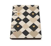 GVYGVY Quaderno a righe per scuola, con stampa geometrica a forma di cuore, in pelle PU, formato A5, a righe, per donne e uomini, 90 pagine, con copertina rigida, ricaricabile, per scrivere e lavorare