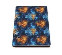 GVYGVY Quaderno a righe per scuola universitario - Cool Flame Lion Head Print PU Leather Travel A5 a righe diario per donne e uomini, 90 pagine, copertina rigida, ricaricabile, per scrivere e lavorare