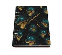 GVYGVY Quaderno a righe per scuola universitario - Cool Wolf Head Print PU Leather Travel A5 a righe diario per donne e uomini, 90 pagine, copertina rigida, ricaricabile, per scrivere e lavorare