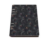 GVYGVY Quaderno a righe per scuola universitario - Dark Fox Night Print PU Leather Travel A5 a righe diario per donne e uomini, 90 pagine, copertina rigida, ricaricabile, per scrivere e lavorare
