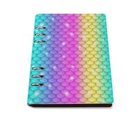 GVYGVY Quaderno scolastico a righe per la scuola, con stampa arcobaleno Scales2, in pelle PU, formato A5, a righe, per donne e uomini, 90 pagine, copertina rigida, ricaricabile, per scrivere e