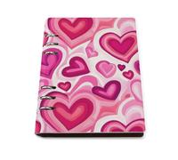 GVYGVY Quaderno scolastico a righe per scuola, con stampa a cuore rosa, in pelle PU, formato A5, a righe, per donne e uomini, 90 pagine, con copertina rigida, ricaricabile, per scrivere e lavorare