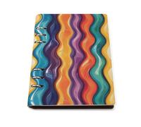 GVYGVY Quaderno scolastico a righe per scuola, con stampa a righe arcobaleno in pelle PU, formato A5, per donne e uomini, 90 pagine, con copertina rigida, ricaricabile, per scrivere e lavorare