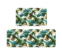 GVYGVY Set di 2 tappeti da cucina antifatica per pavimento, motivo: Hawaii, piccola isola, lavabile, antiscivolo, per ufficio, bagno, lavanderia, decorazione per la casa e accessori