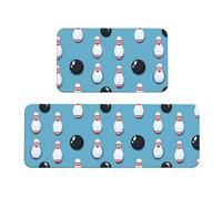 GVYGVY Set di 2 tappetini da cucina antifatica per il pavimento, motivo: palla da bowling, lavabile e antiscivolo, per ufficio, bagno, lavanderia, decorazione per la casa e accessori