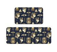 GVYGVY Set di 2 tappetini da cucina antifatica per il pavimento - Stampa di elementi esotici retrò - Tappeto da cucina lavabile e antiscivolo per ufficio, bagno, lavanderia, decorazione per la casa e
