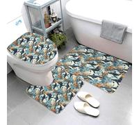 GVYGVY Set di 3 tappeti da bagno con graziosa stampa di orche assassine, assorbenti, antiscivolo, lavabili, a forma di U, tappetino per il contorno del WC, tappetino per doccia, tappetino da bagno per