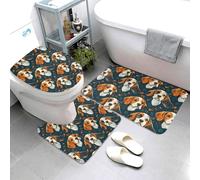 GVYGVY Set di 3 tappeti da bagno con stampa di cuccioli di Beagle, tappetini da bagno assorbenti antiscivolo lavabili, a forma di U, tappetino per il contorno del WC, tappetino da doccia morbido
