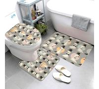 GVYGVY Set di 3 tappeti da bagno con stampa di oca gentiluomo, assorbenti, antiscivolo, lavabili, copriwater a forma di U, tappetino per il contorno del WC, morbido tappetino da doccia, tappetino da