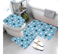 GVYGVY Set di 3 tappeti da bagno con stampa di palla da bowling, assorbenti, antiscivolo, lavabili, a forma di U, tappetino per il contorno del WC, morbido tappetino da doccia, tappetino da bagno per