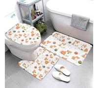 GVYGVY Set di 3 tappeti da bagno con stampa di palline di filato, assorbenti e antiscivolo, lavabili, a forma di U, morbidi tappetini da doccia per vasca da bagno e WC