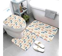 GVYGVY Set di 3 tappeti da bagno con stampa di un simpatico cappello da cowboy, assorbente, antiscivolo, lavabile, a forma di U, tappetino sagomato per doccia, tappetino da bagno per vasca da bagno e