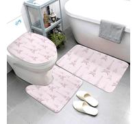 GVYGVY Set di 3 tappeti da bagno con stampa Dreamy Eiffel Tower, assorbenti, antiscivolo, lavabili, copriwater a forma di U, morbidi tappetini da doccia per vasca da bagno e WC
