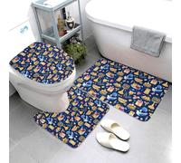GVYGVY Set di 3 tappeti da bagno con stampa per cena festiva, assorbente, antiscivolo, lavabile, copriwater a forma di U, tappetino per contorno WC, tappetino da doccia, tappetino da bagno per vasca