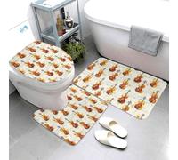 GVYGVY Set di 3 tappeti da bagno con stampa vintage in violoncello, assorbente, antiscivolo, lavabile, a forma di U, tappetino per il contorno del WC, tappetino da doccia, tappetino da bagno per vasca