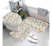 GVYGVY Set di 3 tappeti da bagno eleganti con stampa da cena, assorbenti, antiscivolo, lavabili, copriwater a forma di U, tappetino per il contorno del WC, morbido tappetino da doccia, tappetino da
