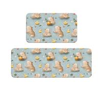 GVYGVY Tappetini da cucina antifatica per pavimento, 2 pezzi, con stampa di anatre Capybara, lavabili, antiscivolo, per ufficio, bagno, lavanderia, decorazione per la casa e accessori