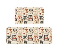 GVYGVY Tappetini da cucina antifatica per pavimento, 2 pezzi, con stampa di cuccioli carini, lavabili, antiscivolo, per ufficio, bagno, lavanderia, decorazione per la casa e accessori