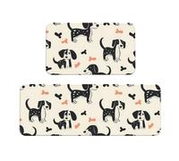 GVYGVY Tappetini da cucina antifatica per pavimento, 2 pezzi, con stampa di cuccioli, lavabili, antiscivolo, per ufficio, bagno, lavanderia, decorazione per la casa e accessori