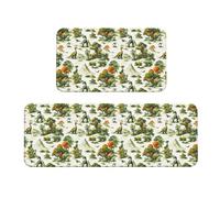 GVYGVY Tappetini da cucina antifatica per pavimento, 2 pezzi, con stampa di dinosauri, lavabili, antiscivolo, per ufficio, bagno, lavanderia, decorazione per la casa e accessori