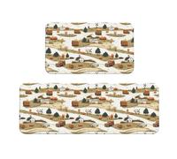 GVYGVY Tappetini da cucina antifatica per pavimento, 2 pezzi, con stampa di paesaggi rurali, lavabili, antiscivolo, per ufficio, bagno, lavanderia, decorazione per la casa e accessori