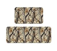 GVYGVY Tappetini da cucina antifatica per pavimento, 2 pezzi, con stampa di rami retrò, lavabili, antiscivolo, per ufficio, bagno, lavanderia, decorazione per la casa e accessori