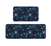 GVYGVY Tappetini da cucina antifatica per pavimento, 2 pezzi, con stampa di stelle e cielo notturno, lavabili, antiscivolo, per ufficio, bagno, lavanderia, decorazione per la casa e accessori